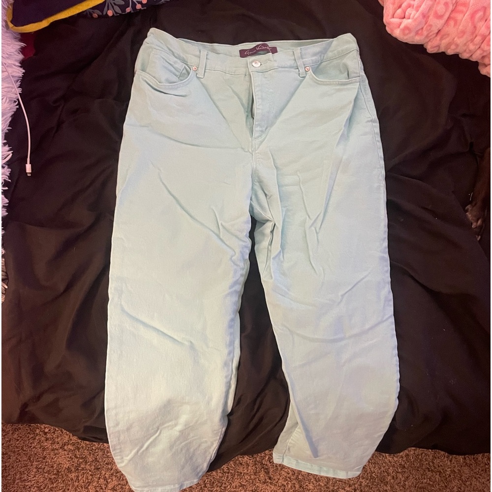 Aqua blue jeans